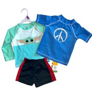 Koala Kids Blue and Mint Rashguard Set